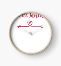 Rio de Janeiro Love Heart Handwriting Style Clock