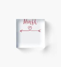 Minsk Love Heart Handwriting Style Acrylic Block