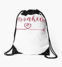 Marrakech Love Heart Handwriting Style Drawstring Bag