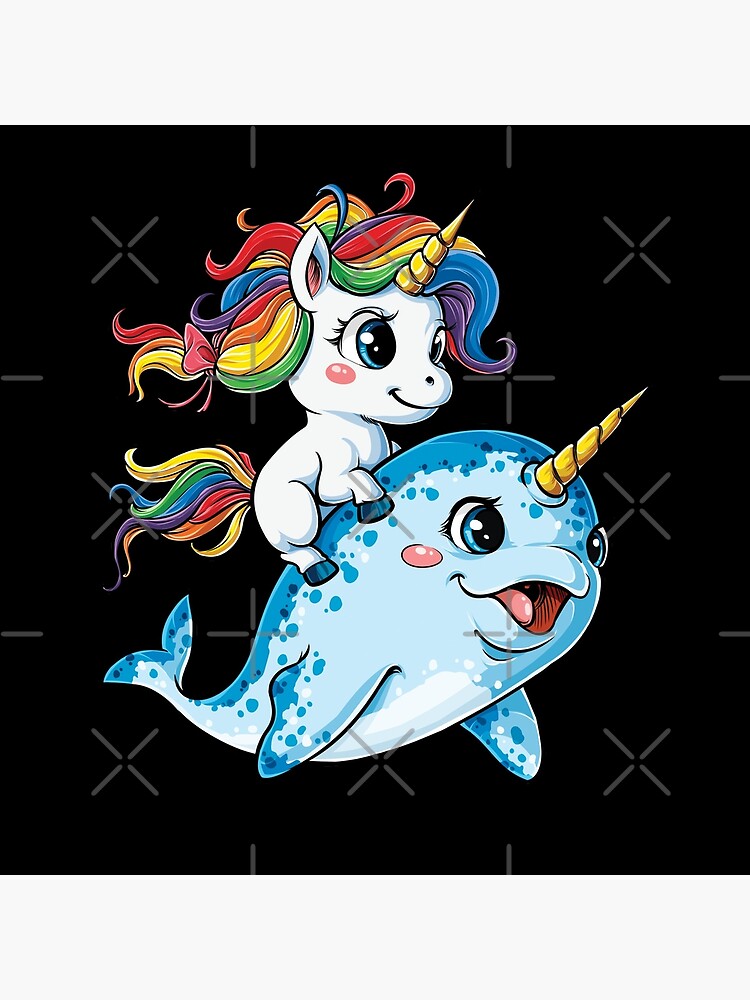 Unicorn Riding Narwhal T shirt Squad Girls Kids Rainbow Unicorns Gifts Party by LiqueGifts