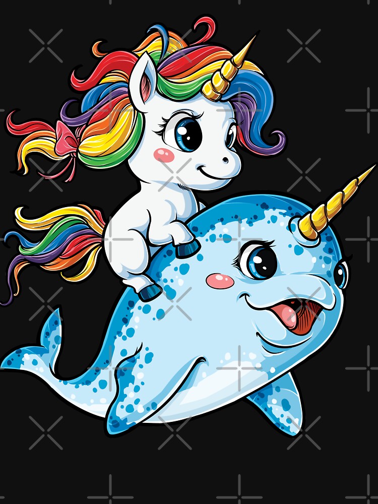 Unicorn Riding Narwhal T shirt Squad Girls Kids Rainbow Unicorns Gifts Party by LiqueGifts