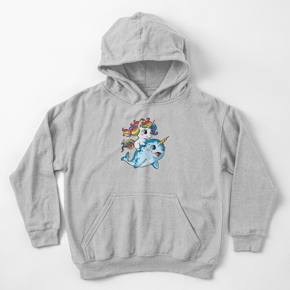 Unicorn Riding Narwhal T shirt Squad Girls Kids Rainbow Unicorns Gifts Party Kids Pullover Hoodie