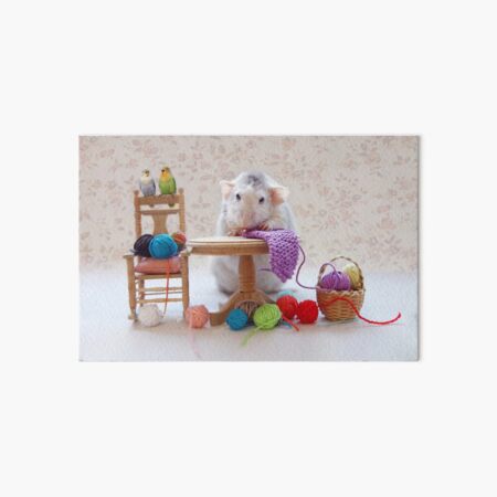 Rosie knitiing with friends Art Board Print