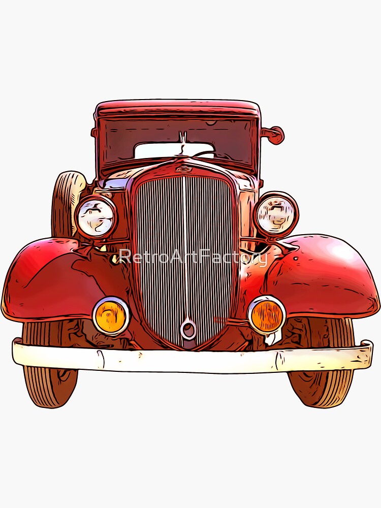 Old Red Car 1920s by RetroArtFactory
