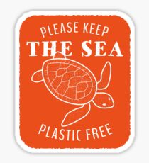 Pegatina Por favor, mantenga el mar libre de plastico - tortuga