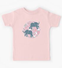 Tiny Elephants in Fields of Flowers Kids Tee