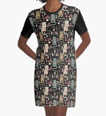 Cat Folk Graphic T-Shirt Dress
