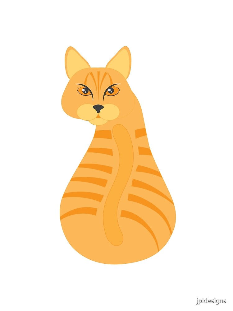 Chat Tigre Orange Assis Regardant En Arriere Dessin De Couleur Par Jpldesigns Redbubble