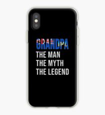 Falkland Islanders Grandpa The Man The Myth The Legend, Gift For Falkland Islanders Granddad From Falkland Islands - Falkland Islands Flag in Grandpa iPhone Case