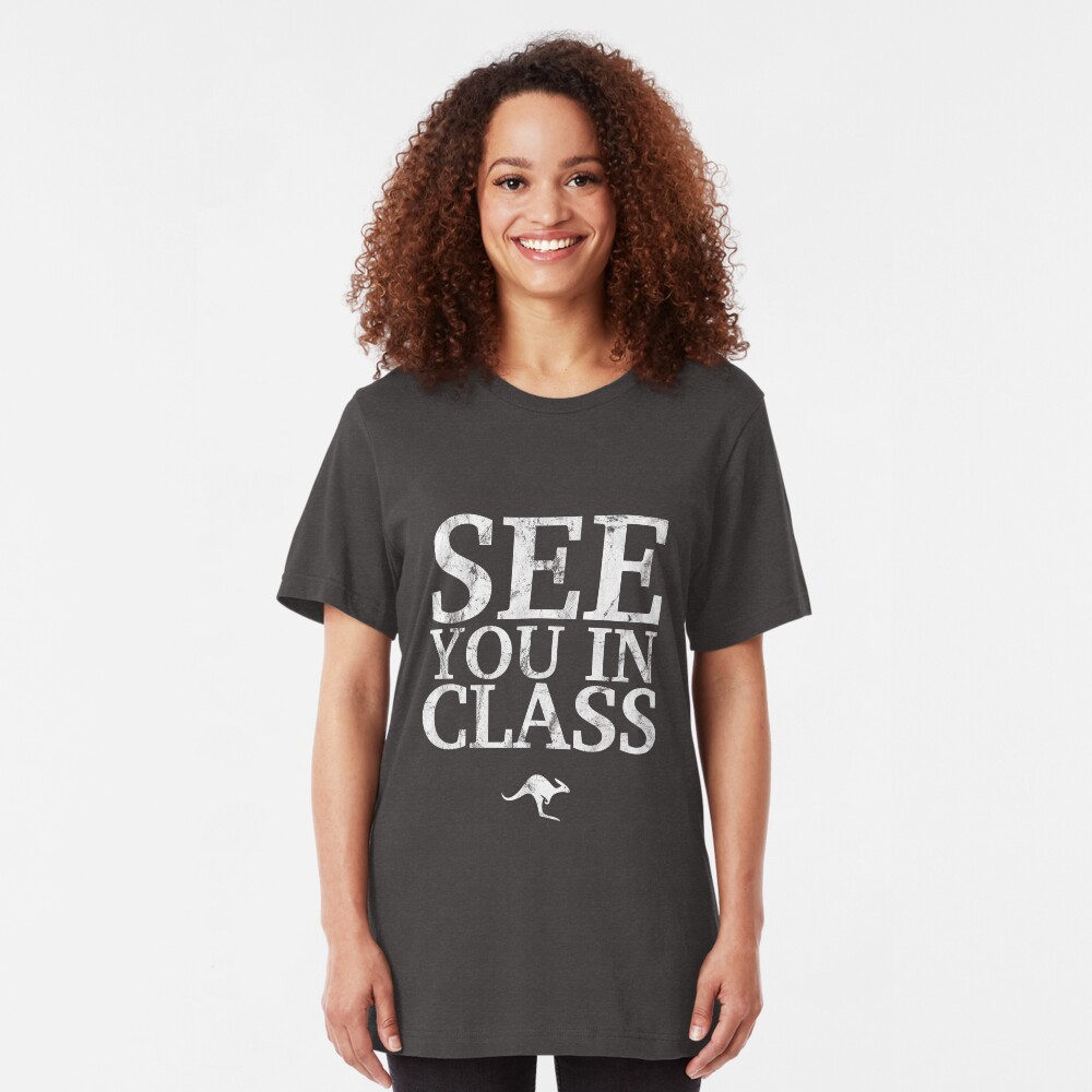 See You In Class (White) Slim Fit T-Shirt