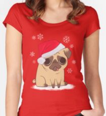 Christmas Pug (red) Women's Fitted Scoop T-Shirt
