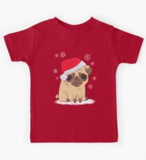 Christmas Pug (red) Kids Tee