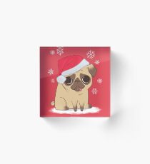 Christmas Pug (red) Acrylic Block
