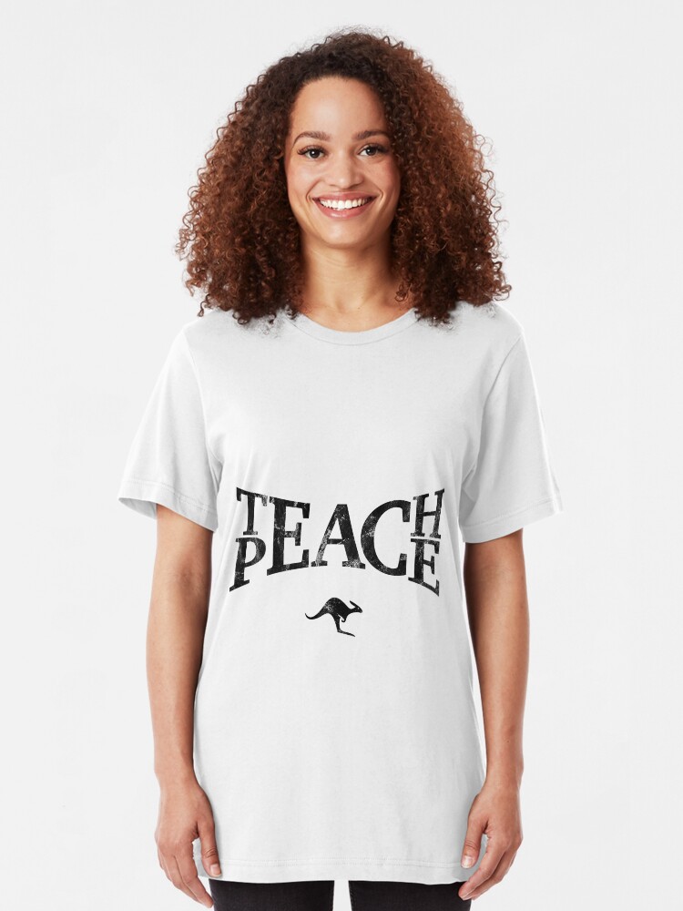 Alternate view of Teach Peace (Black) Slim Fit T-Shirt