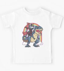 Einhorn-Ninja-Reitdinosaurier-T-Shirt T rex scherzt Mädchen-Jungen-Regenbogen-Gruppe nette Geschenk-Partei Kinder T-Shirt