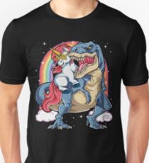 Unicorn Riding Dinosaur T Shirt T rex Kids Girls Boys Rainbow Squad Cute Gifts Party Unisex T-Shirt