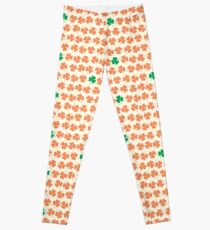Orange & Green Shamrock Pattern Leggings
