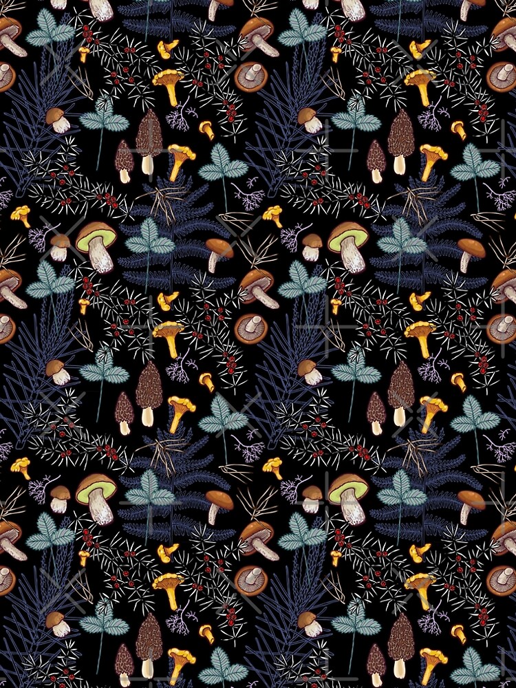 dark wild forest mushrooms by smalldrawing