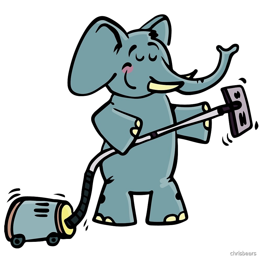 "Funny elephant with vacuum cleaner" by chrisbears | Redbubble