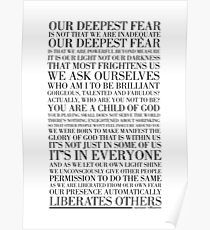 Unsere tiefste Angst von Marianne Williamson (Black) Poster