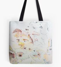 Life on the Farm - watercolor - 8" x 10" Tote Bag