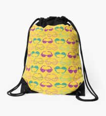 Sunglasses Print - Yellow Drawstring Bag