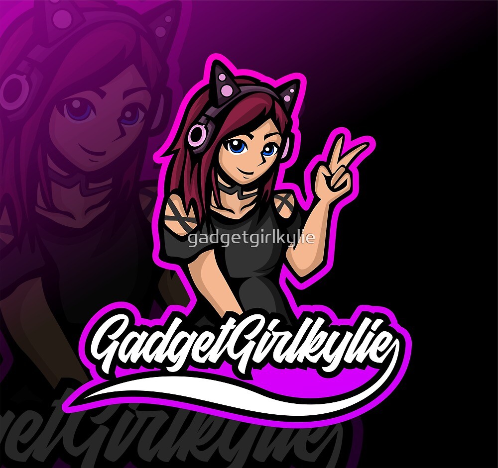 GadgetGirlKylie mascot logo with background