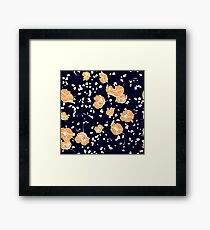 Blue Flower Tan Russian Framed Print