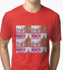 Paris Inspired Pointillism Grapes Wine Wood by Kristie Hubler Tri-blend T-Shirt