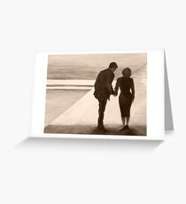 Mulder & Scully The X-Files Fight the Future Couple Holding Hands Silhouette Sepia Greeting Card