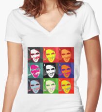 faces of Elvis Women's Fitted V-Neck T-Shirt