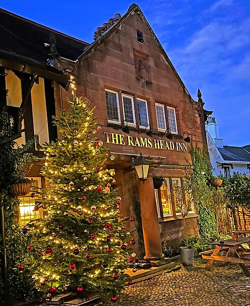 Rams Head Inn Grappenhall, at Christmas, Warrington Cheshire