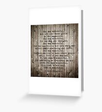 She was beautiful by F. Scott Fitzgerald #woodbackground #poem Greeting Card