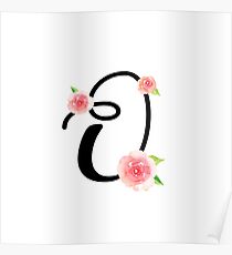Monogram O with pretty pink roses Poster