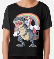 Blusa Unicornio Riding Dinosaurio T-shirt T-Rex Divertido Unicornios Partido Rainbow Squad Regalos para Niños Niños Niñas