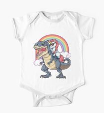 Unicorn Riding Dinosaur T Shirt T-Rex Funny Unicorns Party Rainbow Squad Gifts for Kids Boys Girls One Piece - Short Sleeve