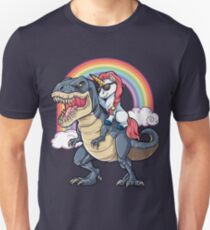 Unicorn Riding Dinosaur T Shirt T-Rex Funny Unicorns Party Rainbow Squad Gifts for Kids Boys Girls Unisex T-Shirt