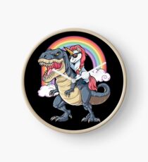 Unicorn Riding Dinosaur T Shirt T-Rex Funny Unicorns Party Rainbow Squad Gifts for Kids Boys Girls Clock