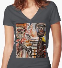 A vectorised Basquiat Women's Fitted V-Neck T-Shirt