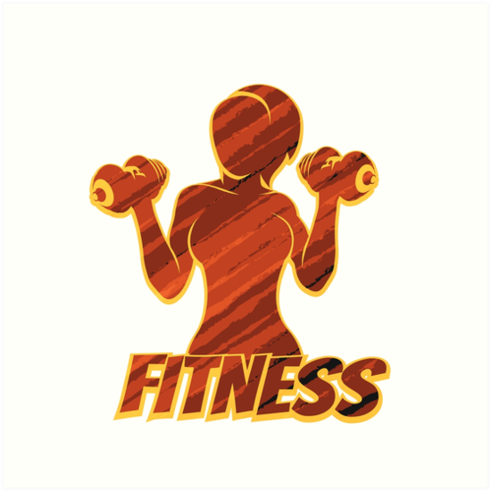 Fitness Emblem With Athletic Woman Silhouette Art Print By