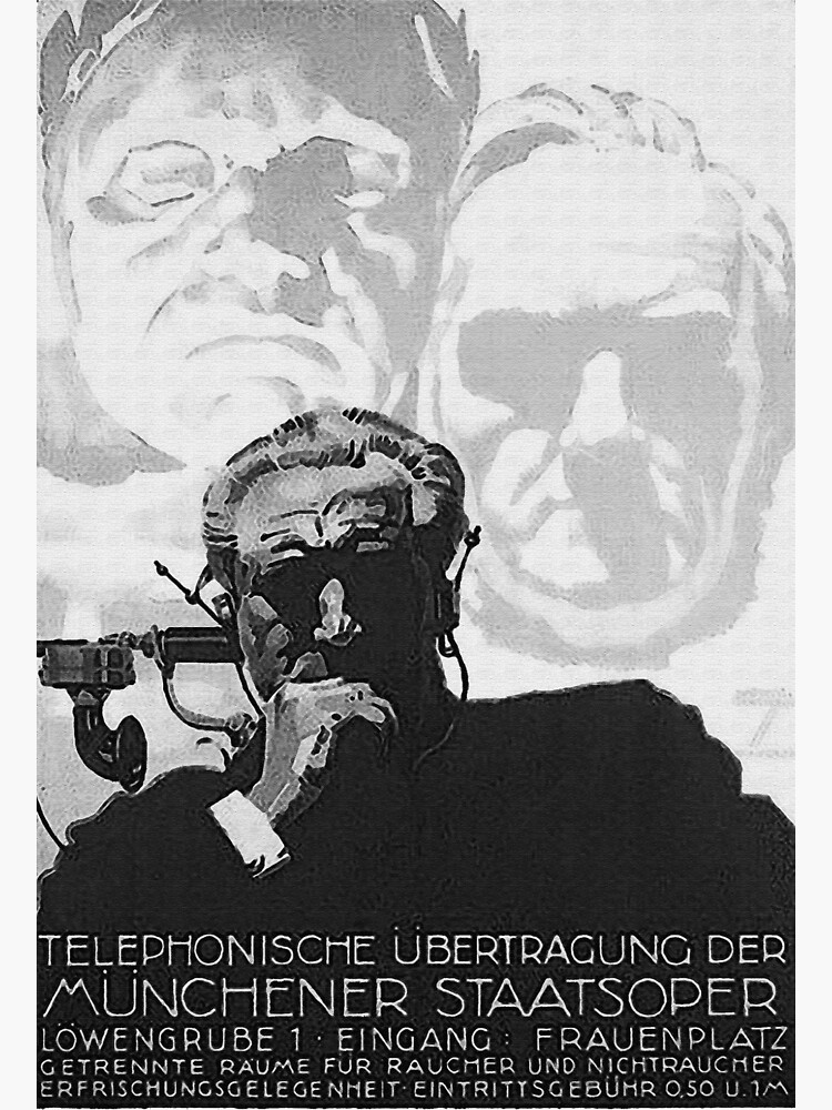 Beethoven and Wagner as background to a man using the listening device…1930s by edsimoneit