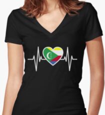 Comoros flag, gift Women's Fitted V-Neck T-Shirt