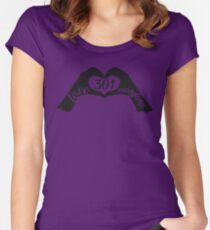 LOVE 301 MARYLAND - HEART SHAPED HANDS WITH 301 AREA CODE IN THE CENTER Women's Fitted Scoop T-Shirt