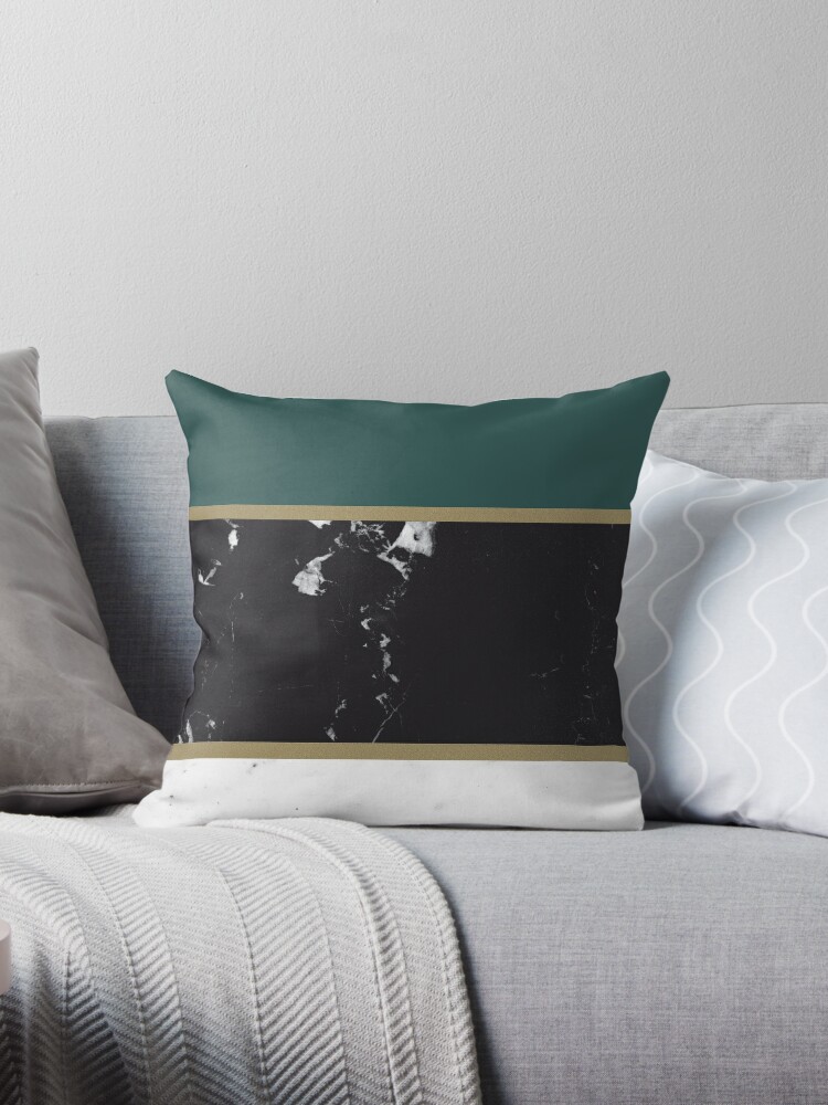 Marble Mix Stripes 4 Black White Green Gold Decor Art Throw Pillow By Anitabellajantz