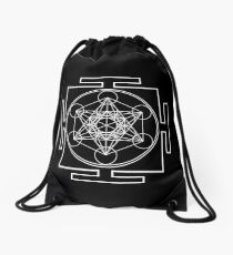 Metatron's Cube - White Drawstring Bag