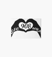 LOVE 908 NEW JERSEY - HEART SHAPED HANDS WITH 908 AREA CODE IN THE CENTER Art Board