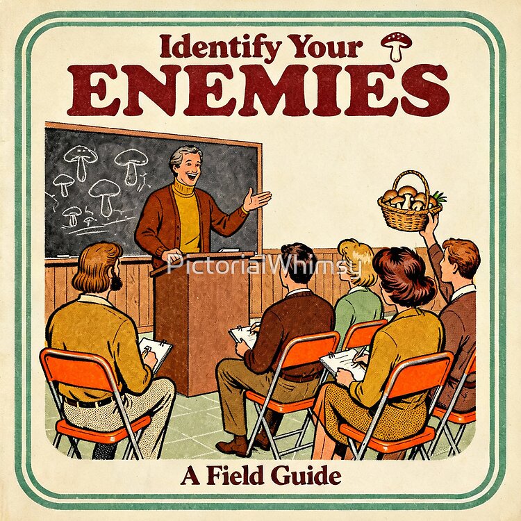 Retro dark humor art print — funny art vintage-style parody poster wall art