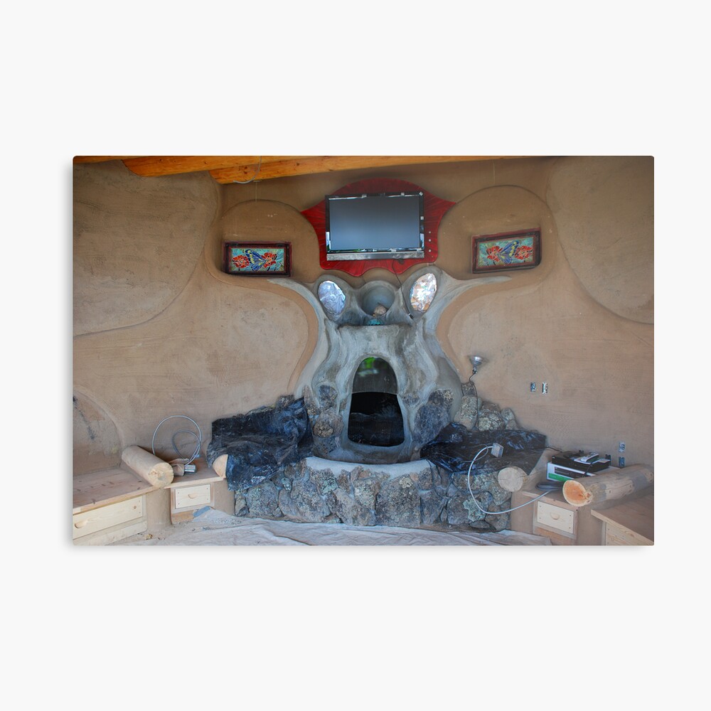 Earthship fireplace Metal Print