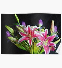 Stargazer-Lilien-Blumenstrauß Poster