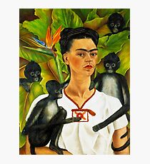 Lámina fotográfica Autorretrato de Frida Kahlo con monos 1938 Pintura ingenua del arte